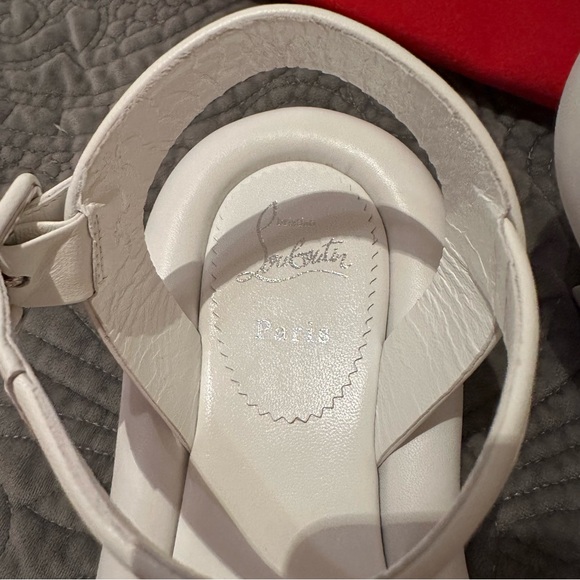 Manolasummer Christian Louboutin White Nappa Leather Flats sandals size 40 - Picture 3 of 11